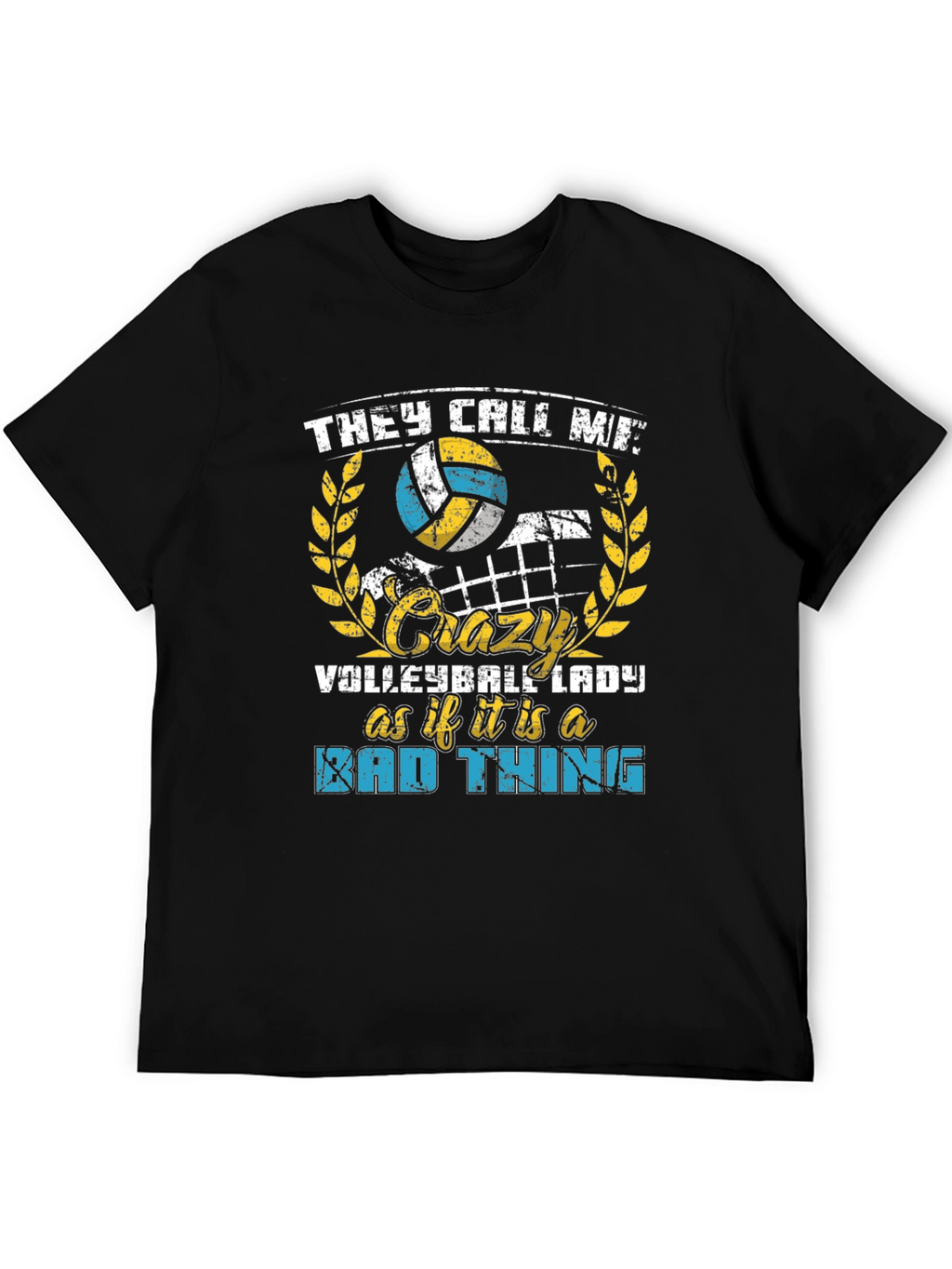 Crazy Volleyball Lady Graphic T-Shirt