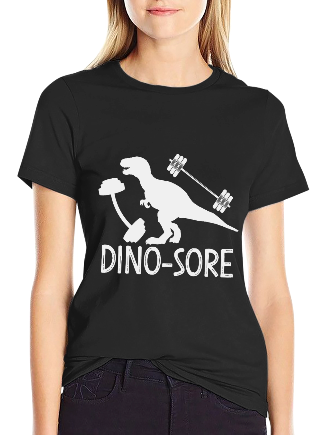 Dino-Sore Workout T-Shirt - Black Funny Gym Tee