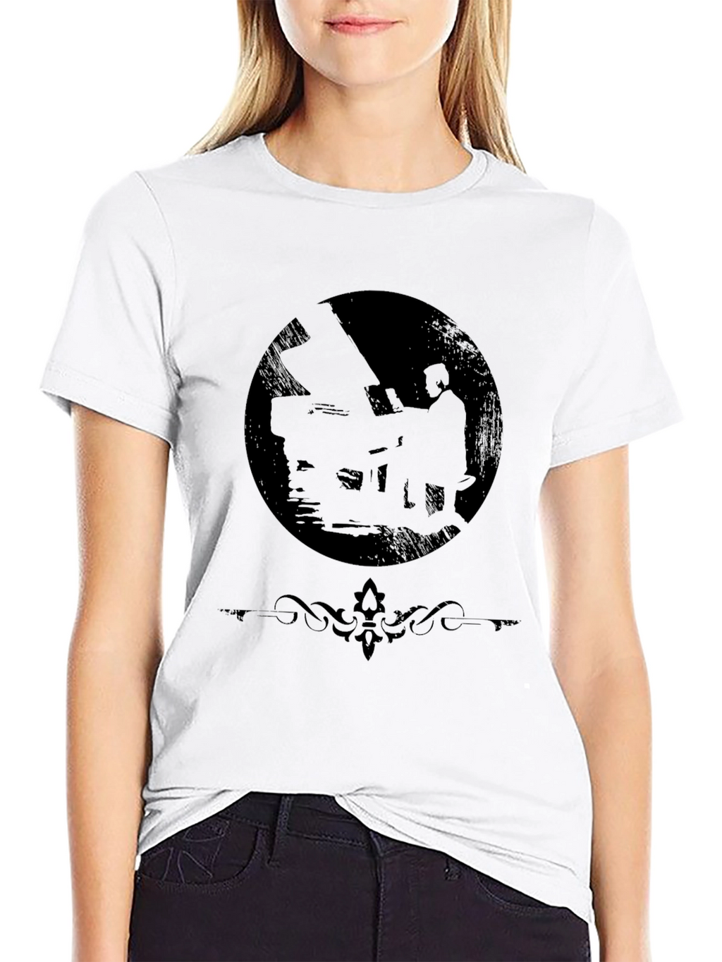 Silhouette Pianist Black T-Shirt