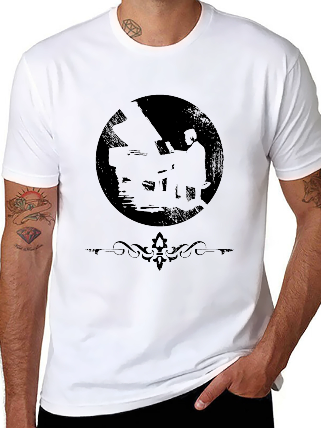 Silhouette Pianist Black T-Shirt