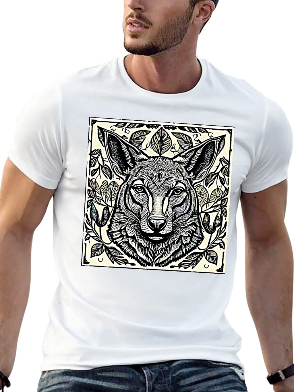 Artistic Wolf Graphic T-Shirt - Black