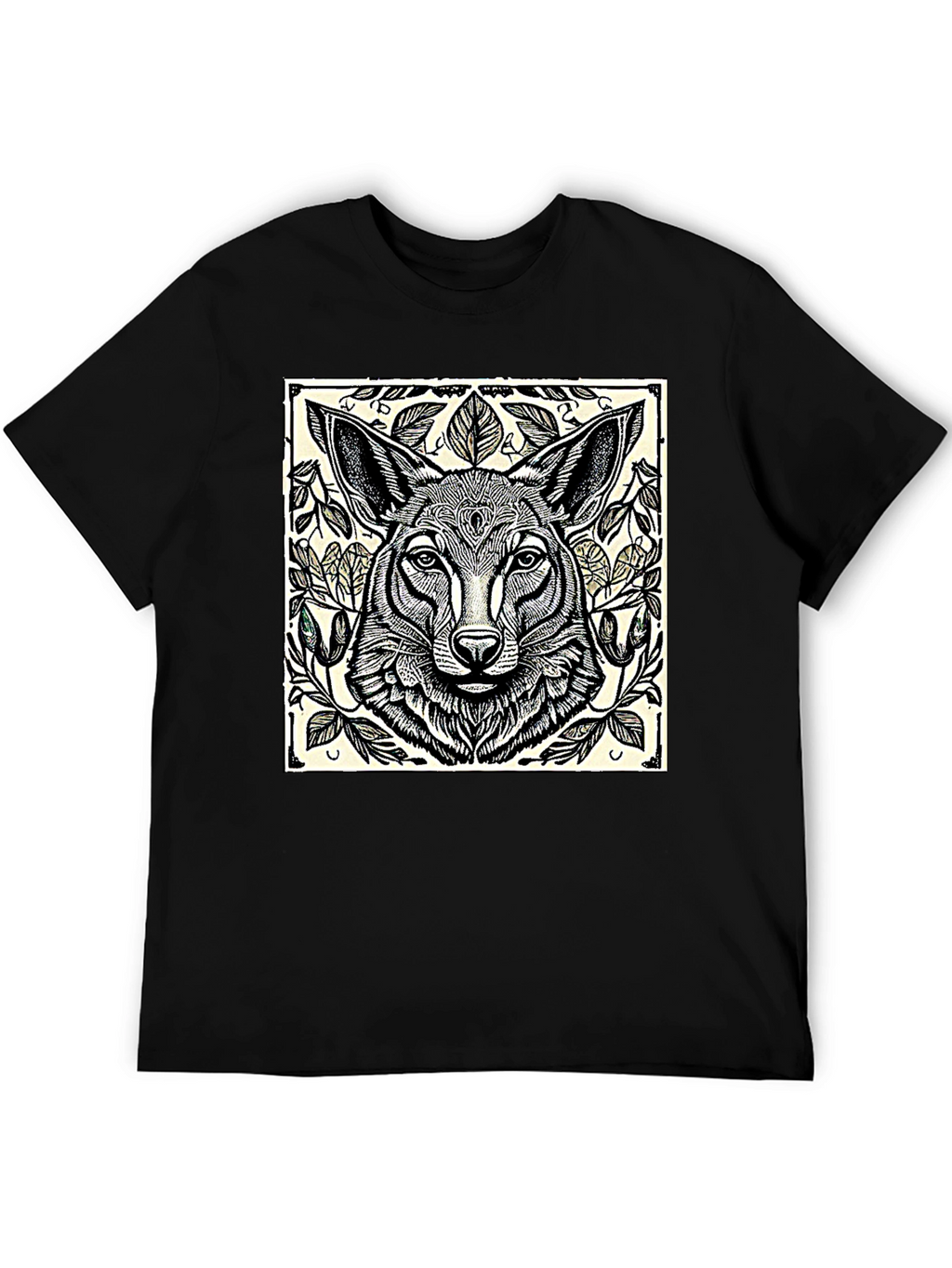 Artistic Wolf Graphic T-Shirt - Black
