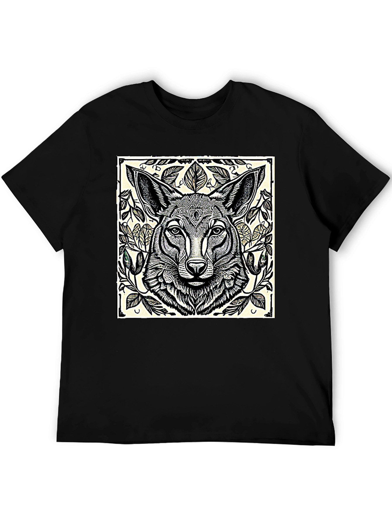 Artistic Wolf Graphic T-Shirt - Black