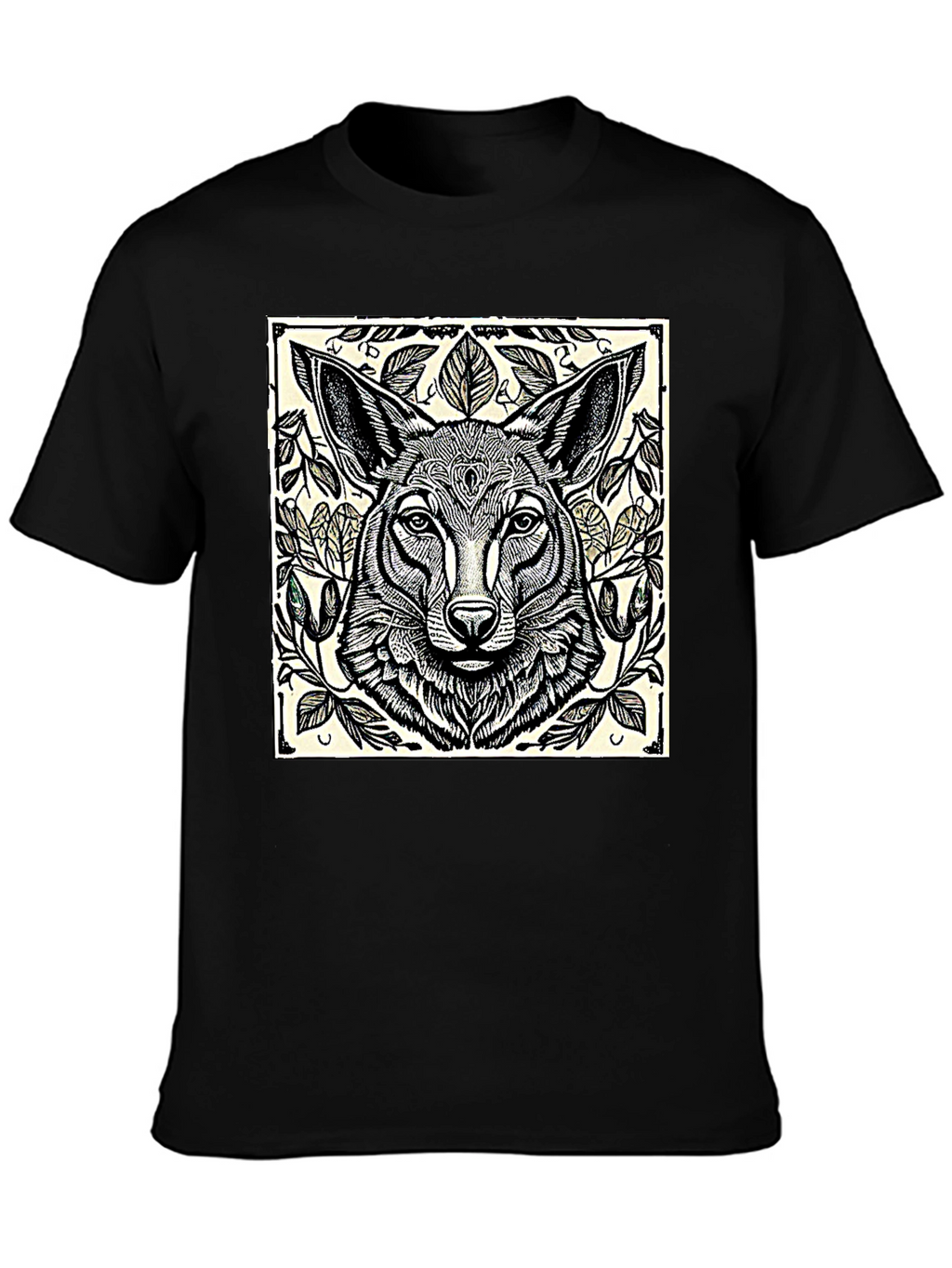 Artistic Wolf Graphic T-Shirt - Black