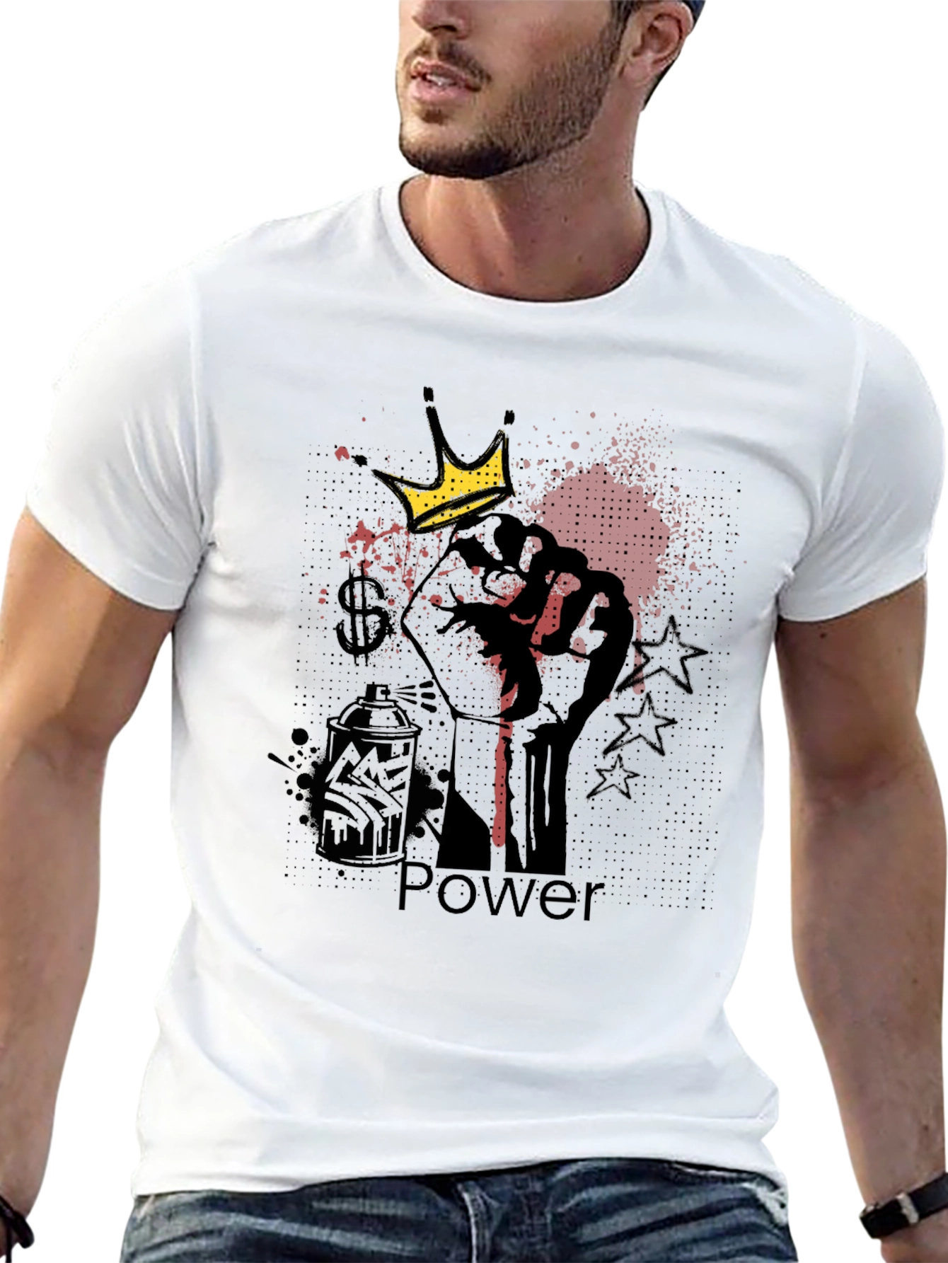 Power Fist Crown Graphic Black T-Shirt