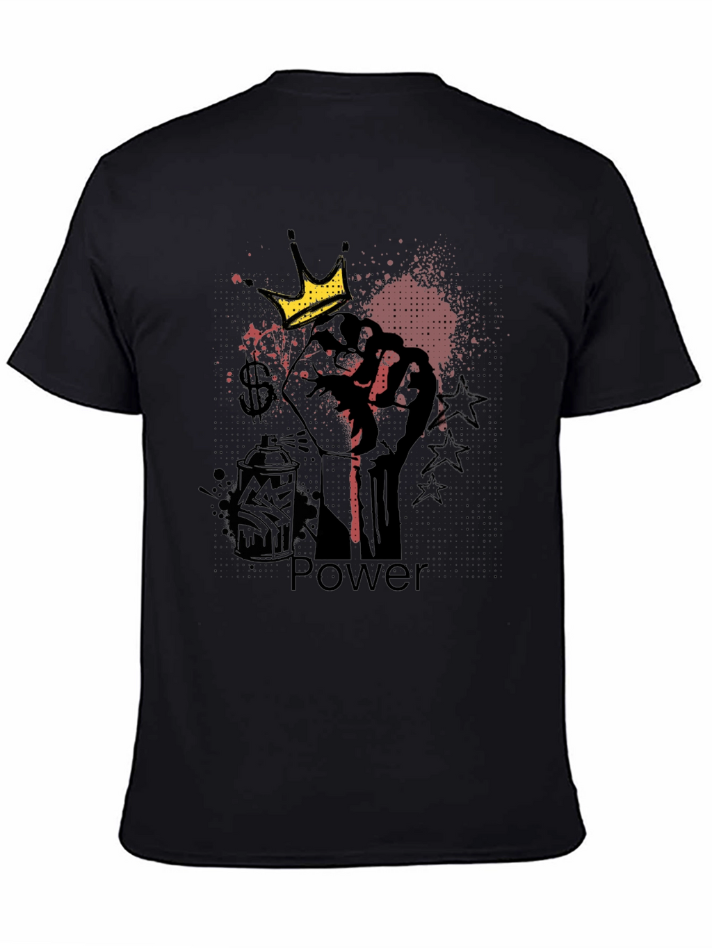 Power Fist Crown Graphic Black T-Shirt