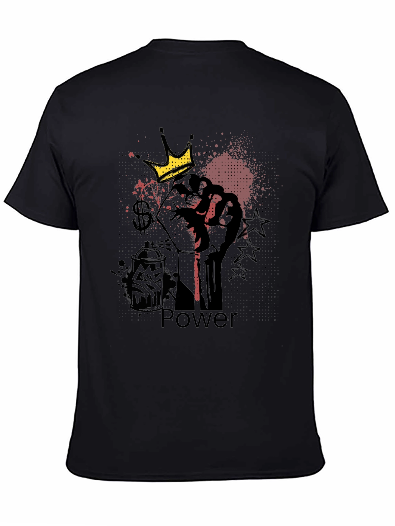 Power Fist Crown Graphic Black T-Shirt