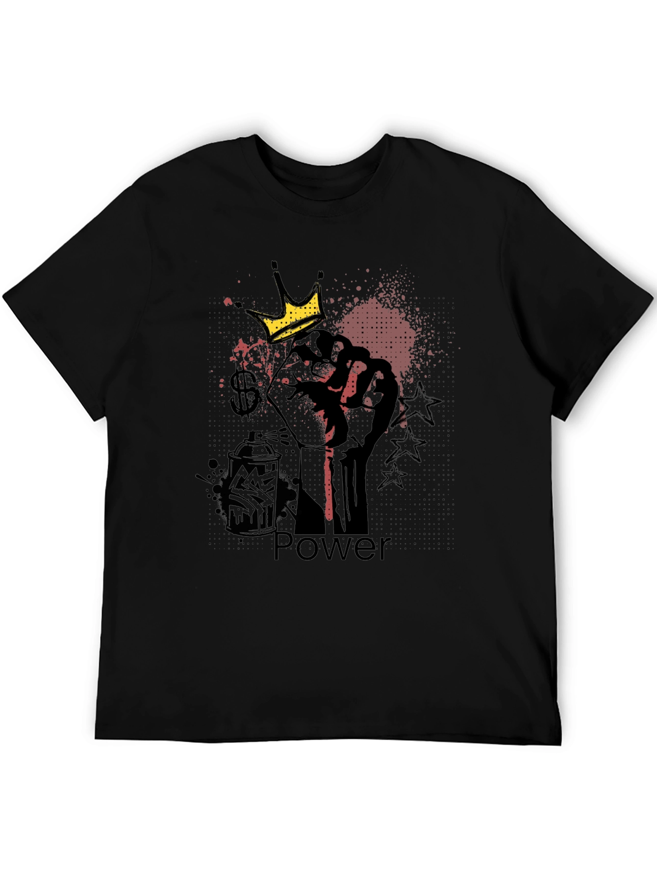 Power Fist Crown Graphic Black T-Shirt
