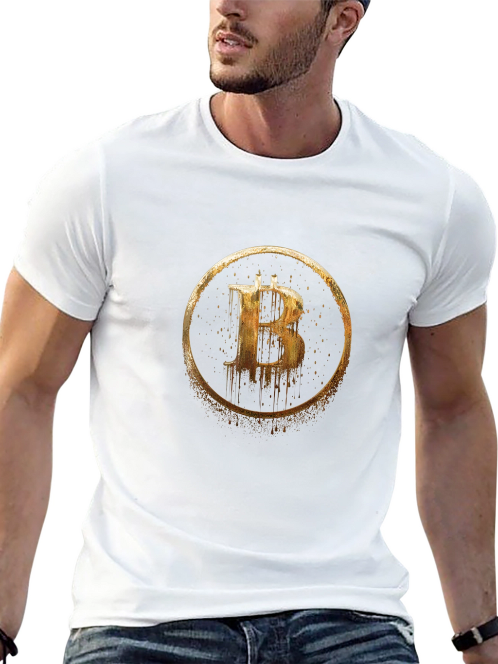 Bitcoin Golden Circle Graphic Black T-Shirt