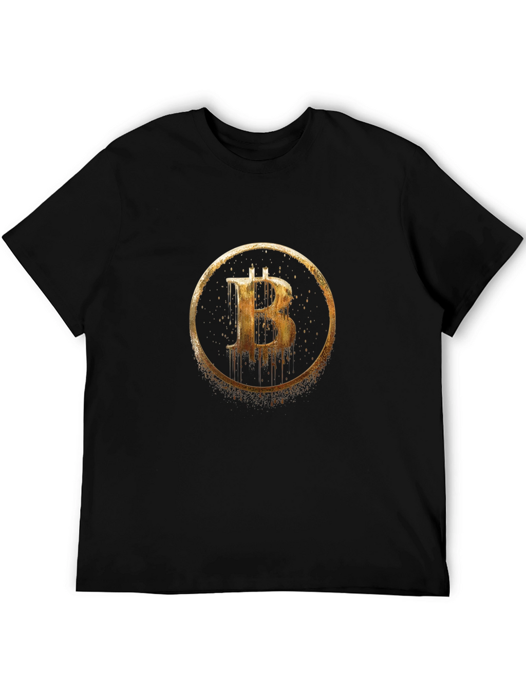 Bitcoin Golden Circle Graphic Black T-Shirt