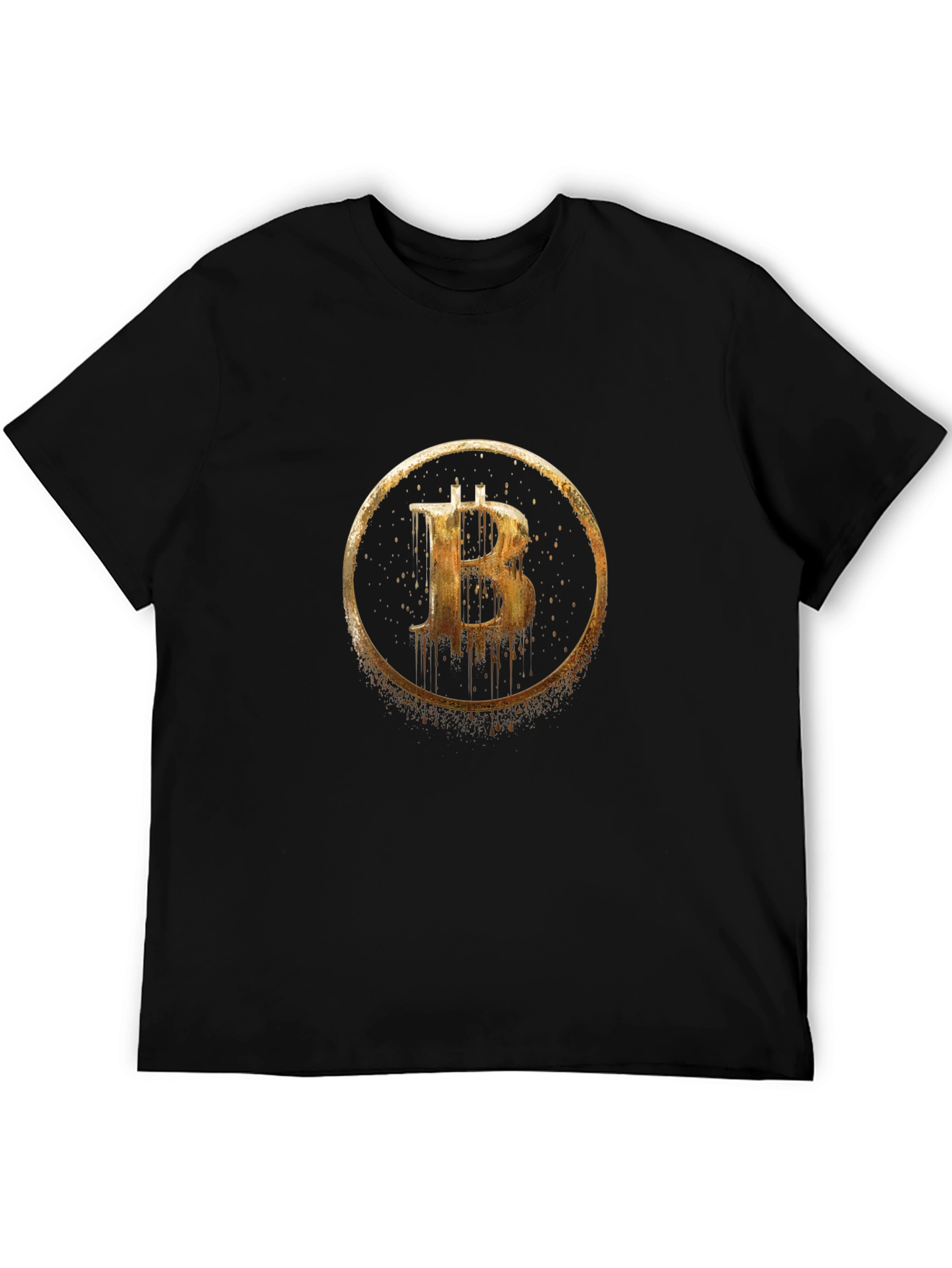 Bitcoin Golden Circle Graphic Black T-Shirt
