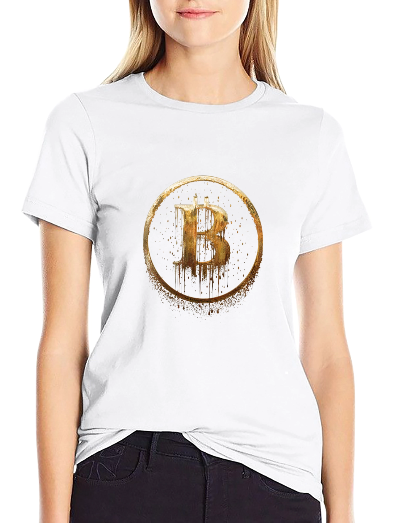 Bitcoin Golden Circle Graphic Black T-Shirt