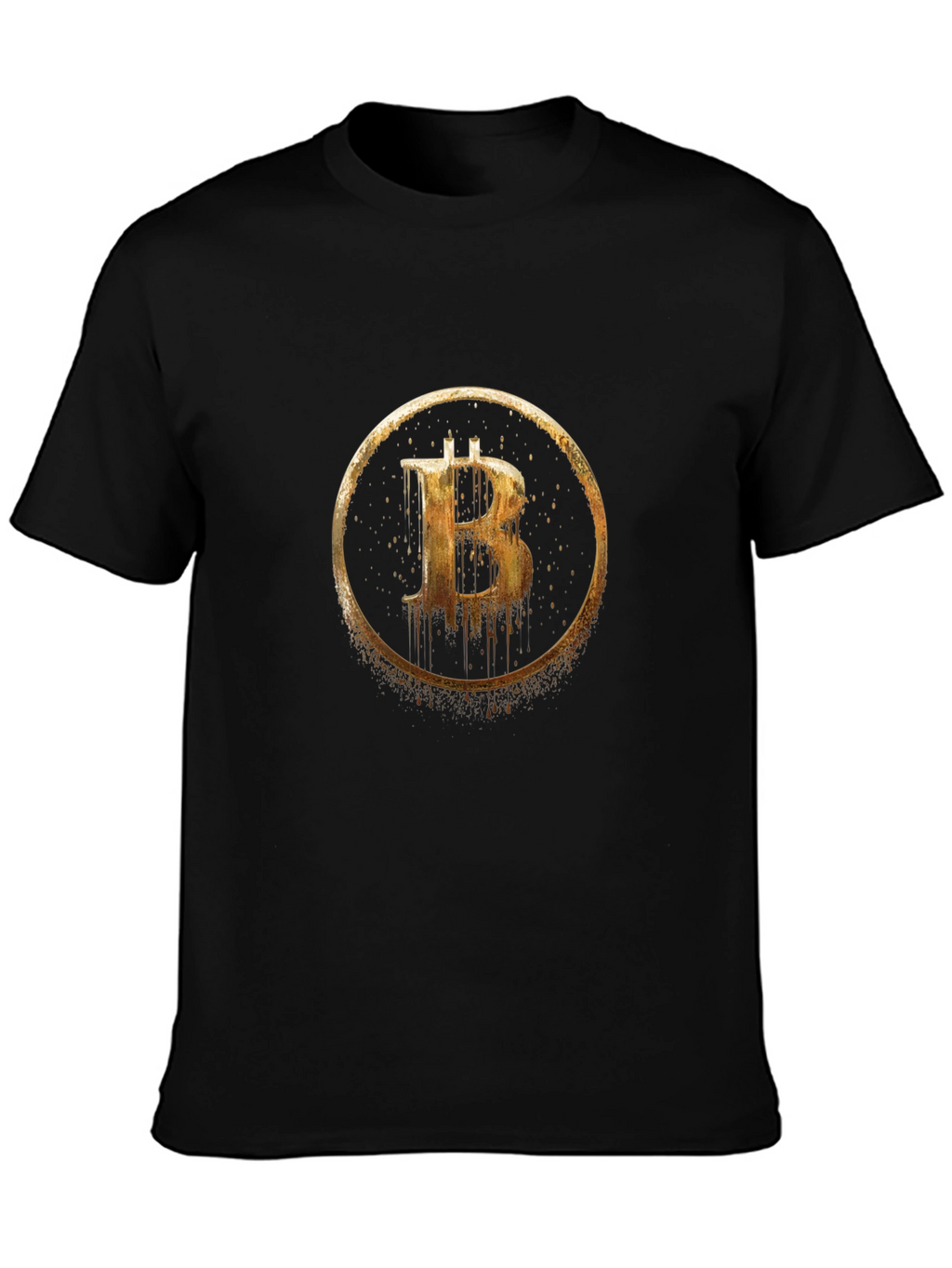 Bitcoin Golden Circle Graphic Black T-Shirt