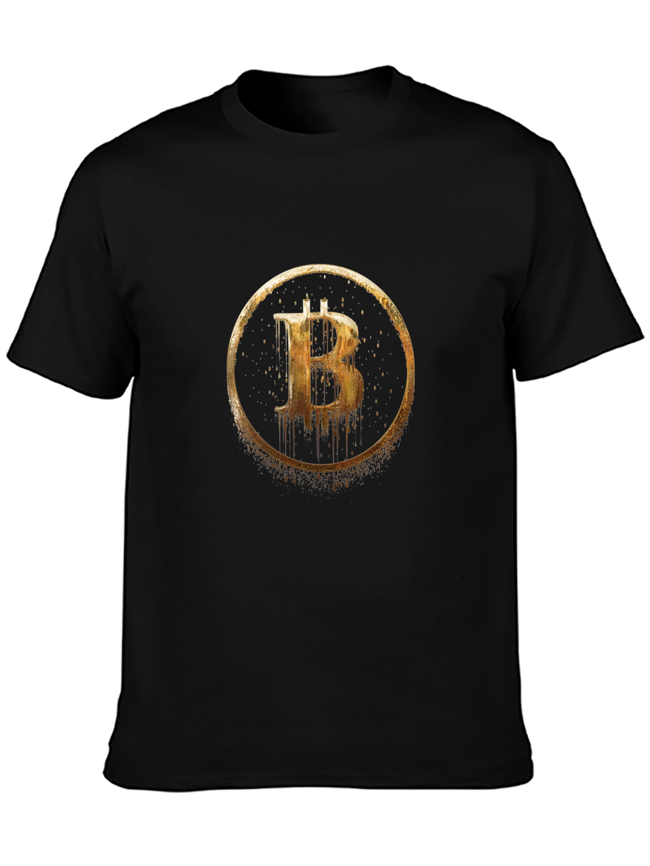 Bitcoin Golden Circle Graphic Black T-Shirt