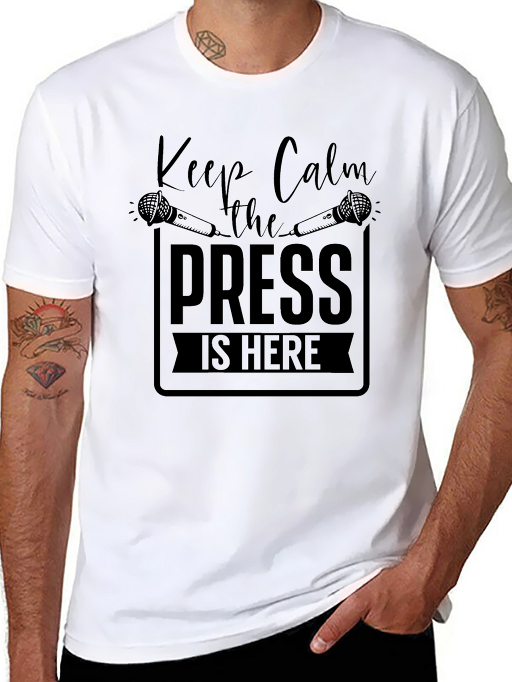Keep Calm the Press is Here Black T-Shirt