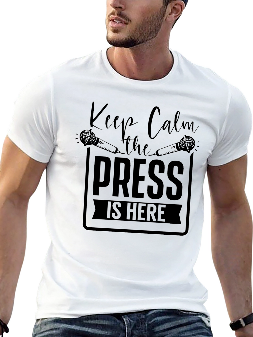 Keep Calm the Press is Here Black T-Shirt