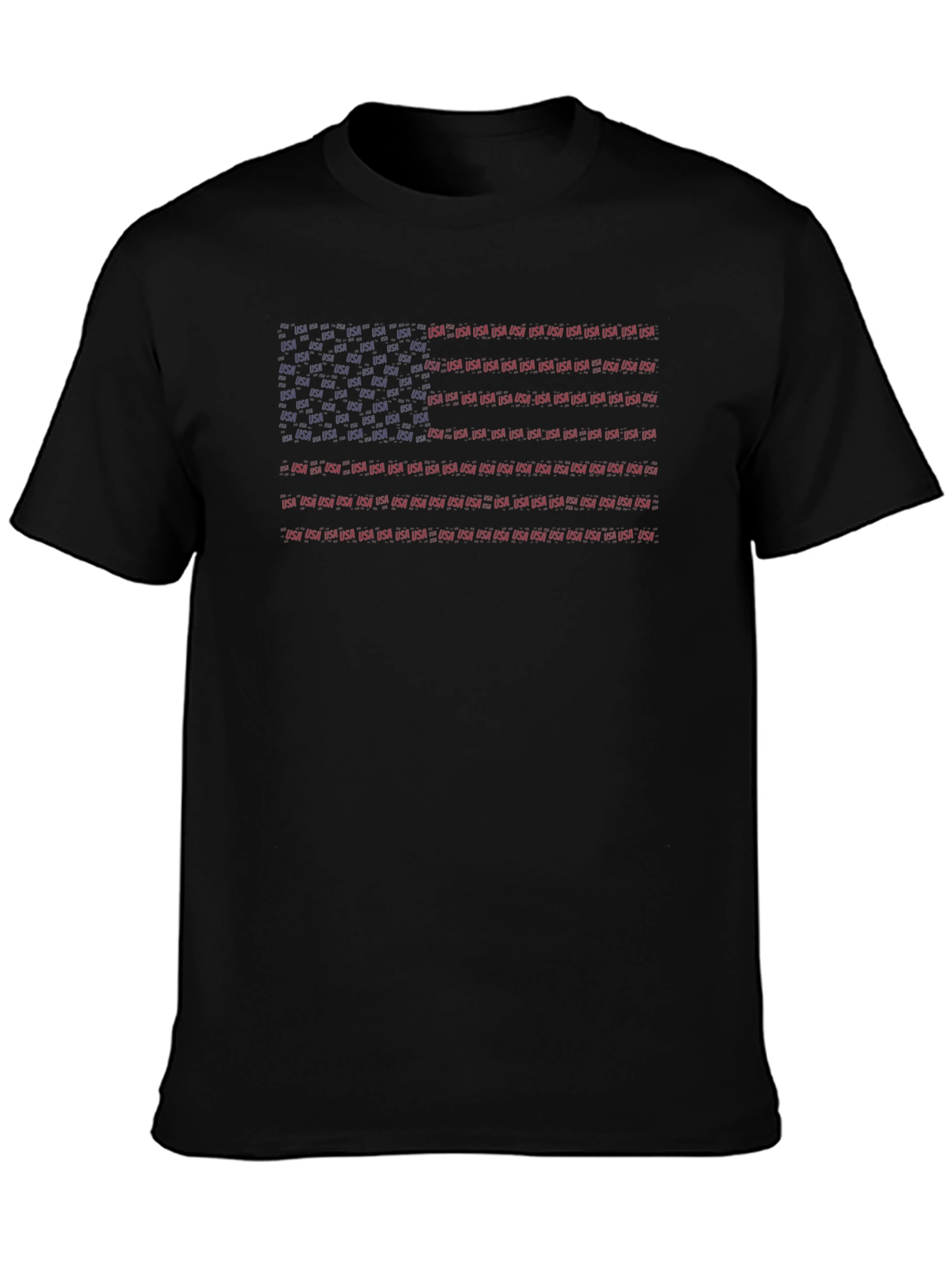 USA Flag Typography Mens Black T-Shirt