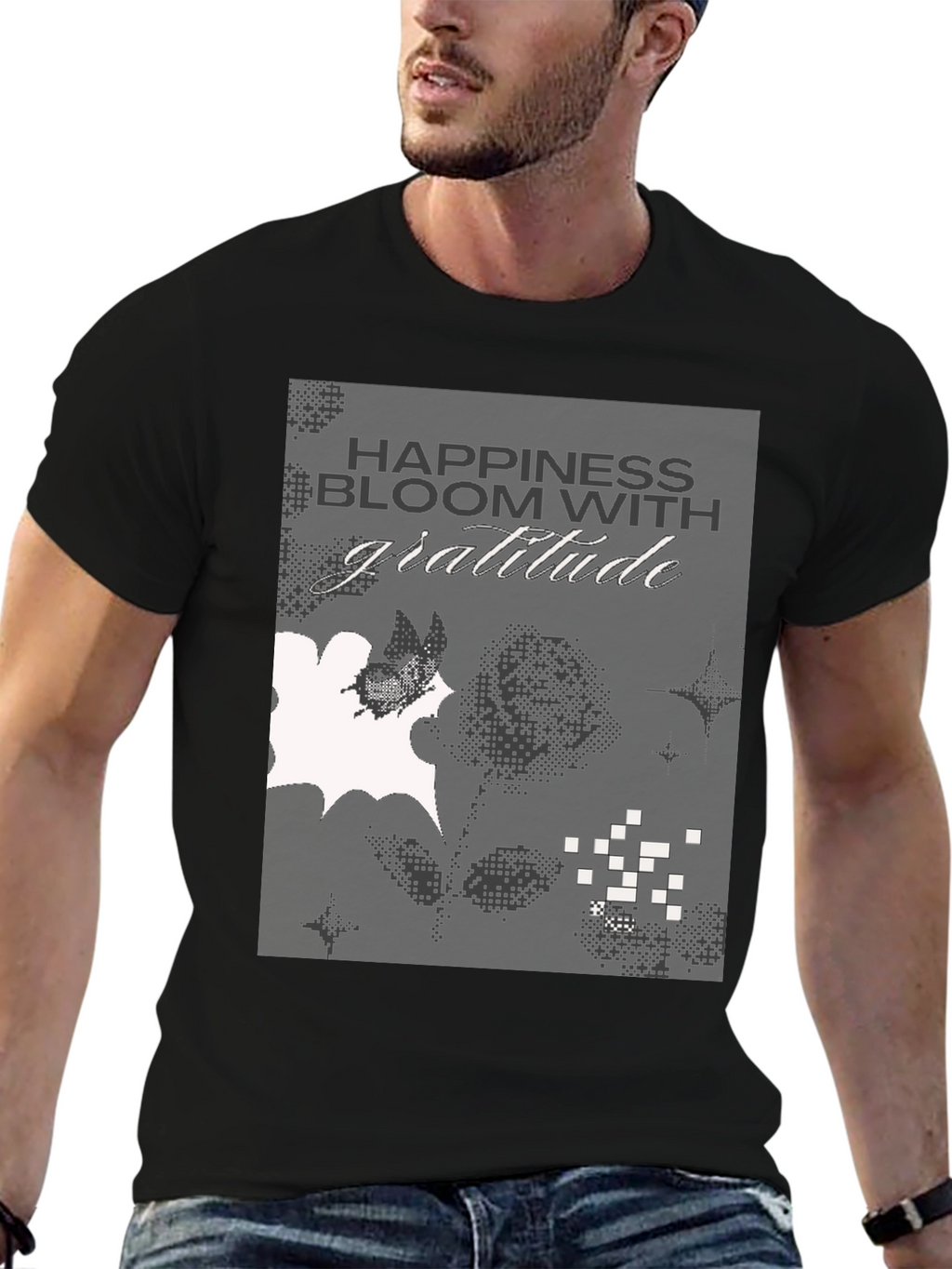 Gratitude Graphic Tee - Black Cotton Blend