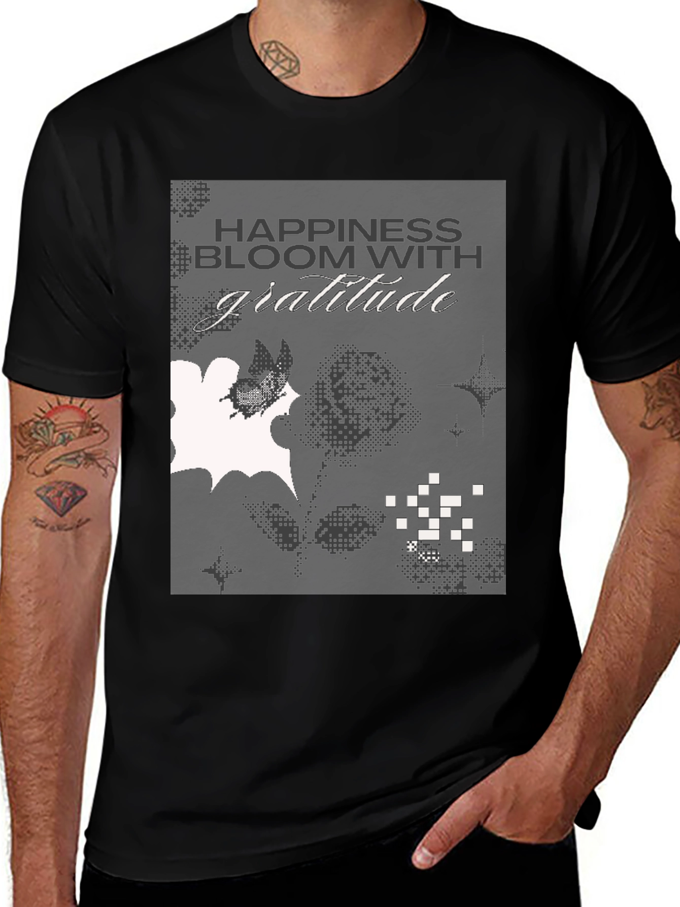 Gratitude Graphic Tee - Black Cotton Blend