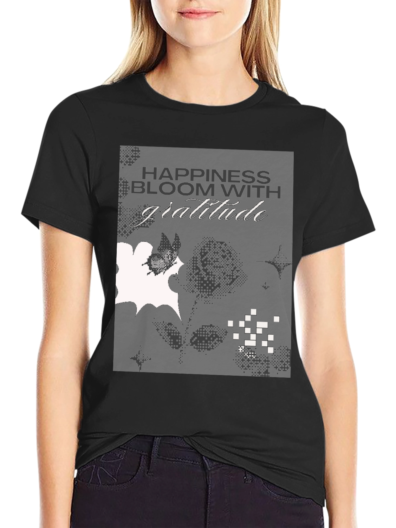 Gratitude Graphic Tee - Black Cotton Blend