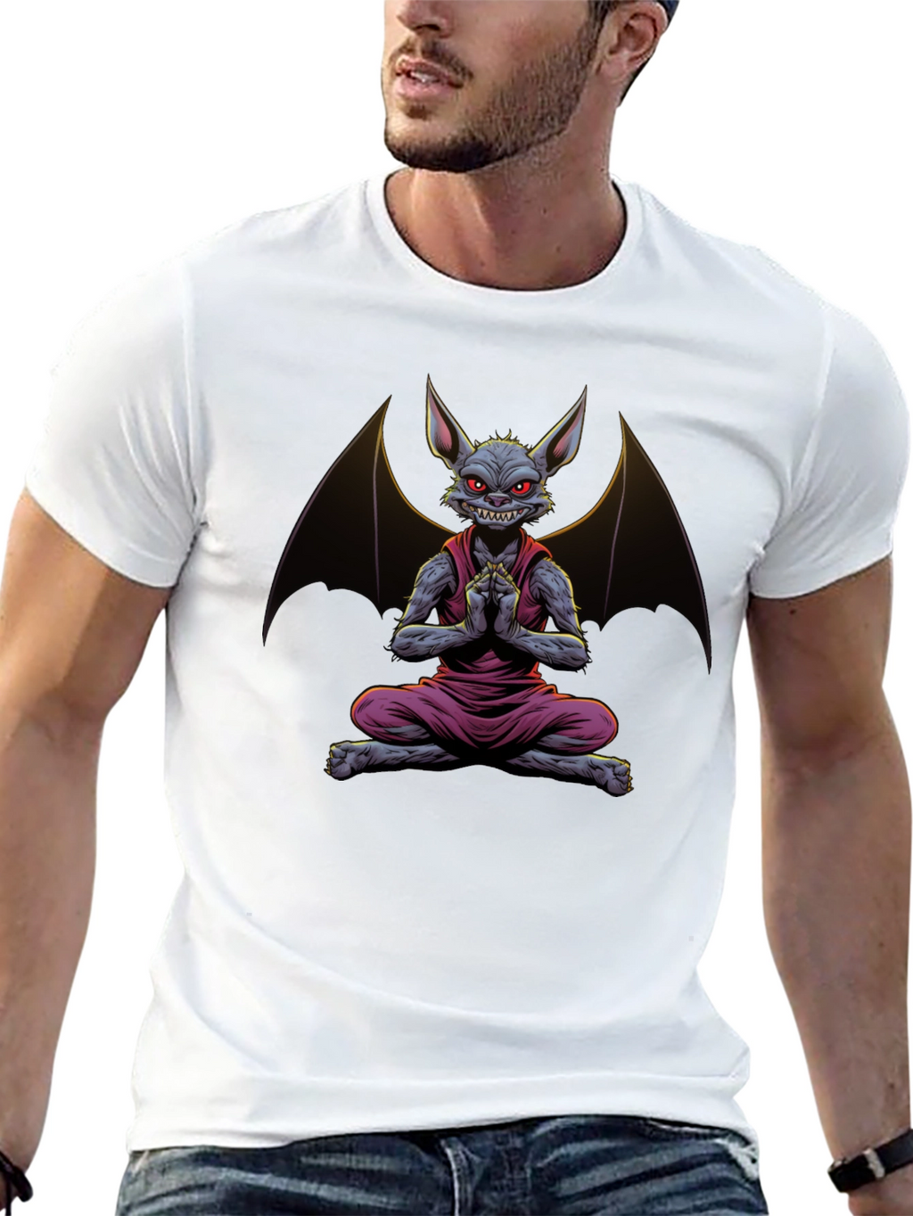 Bat Meditation T-Shirt - Mens Black Tee