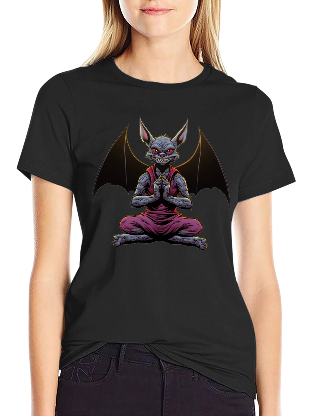 Bat Meditation T-Shirt - Mens Black Tee