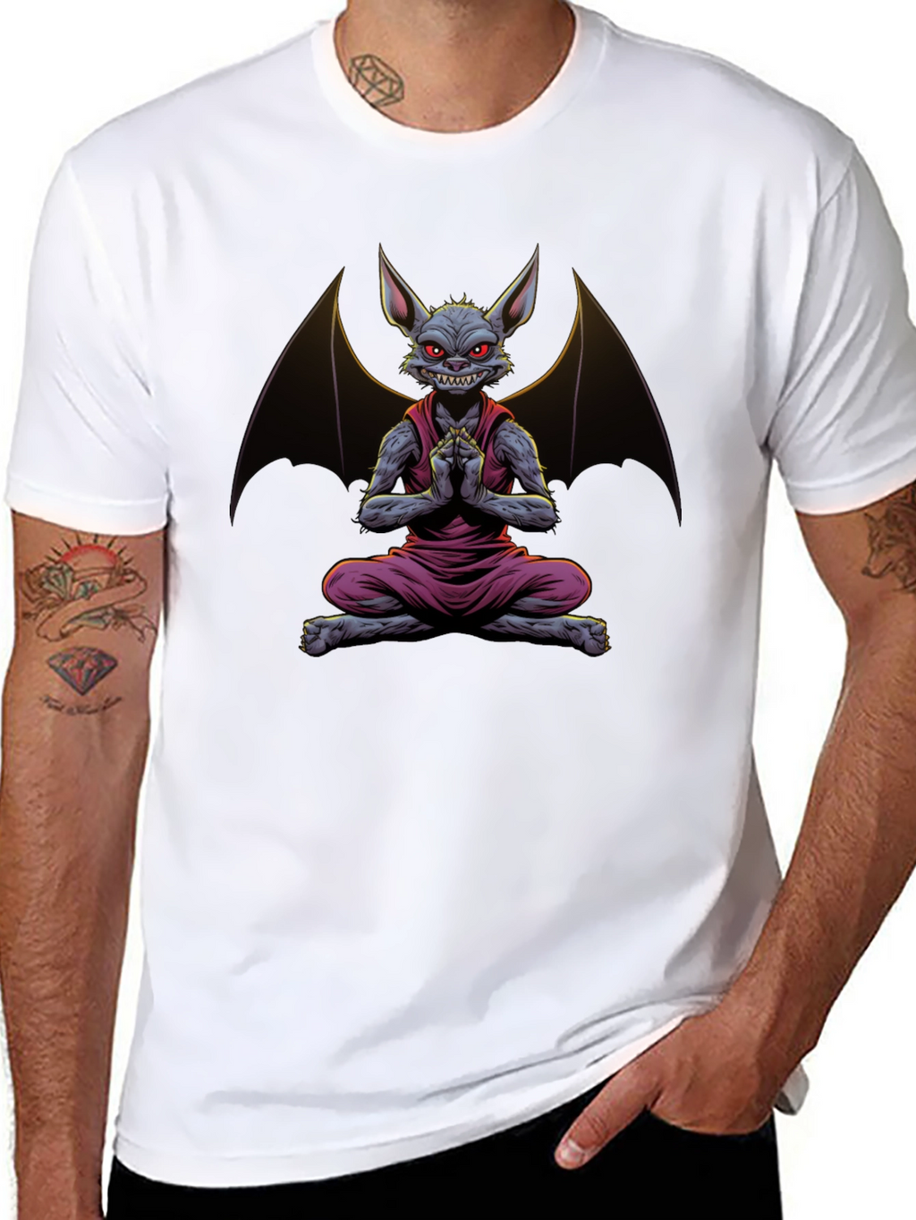 Bat Meditation T-Shirt - Mens Black Tee