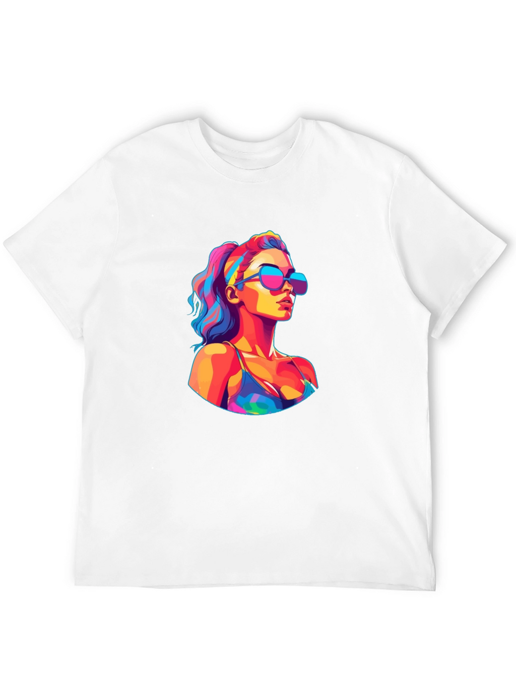 Vibrant Pop Art Woman Black T-Shirt