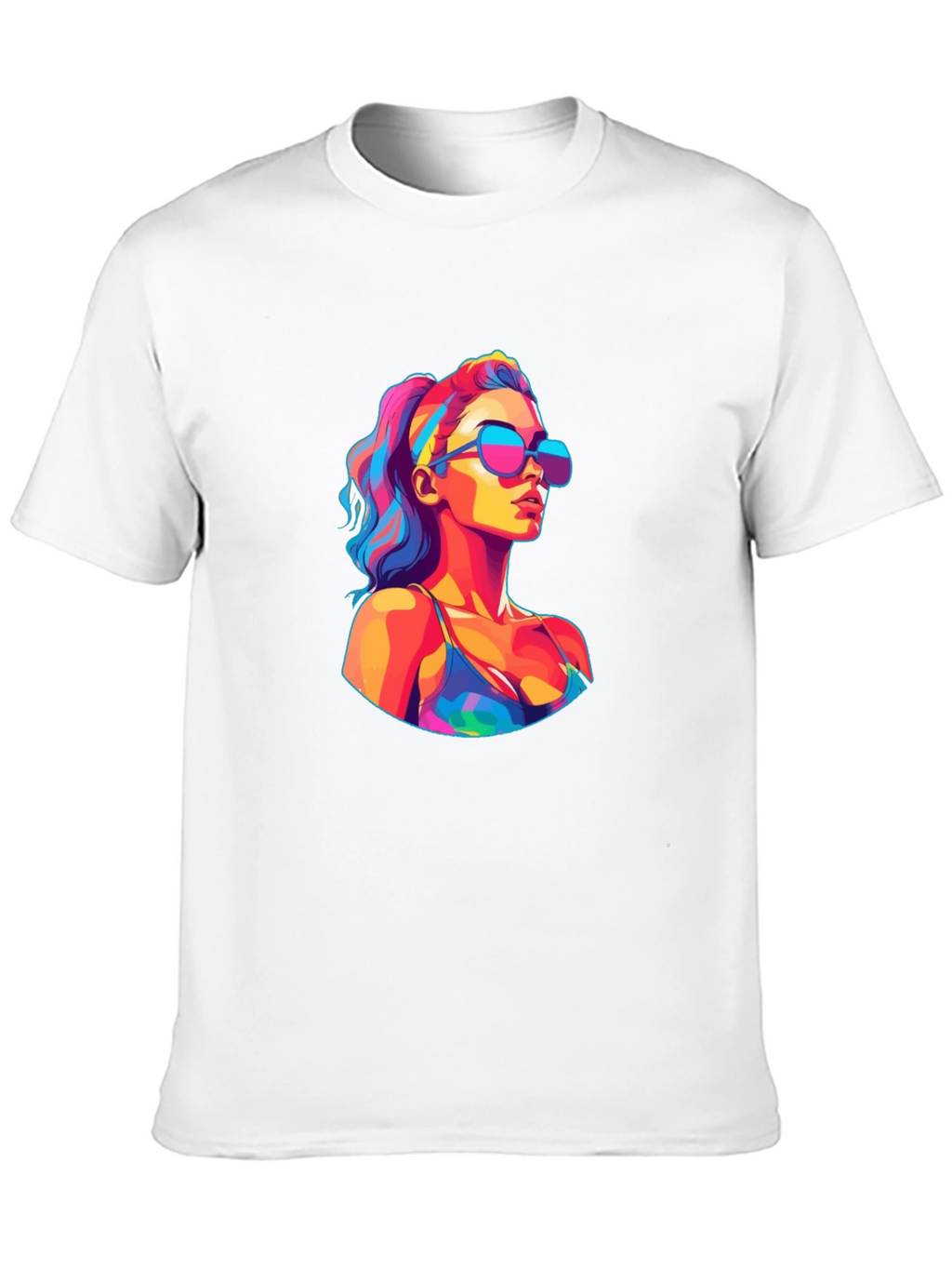 Vibrant Pop Art Woman Black T-Shirt