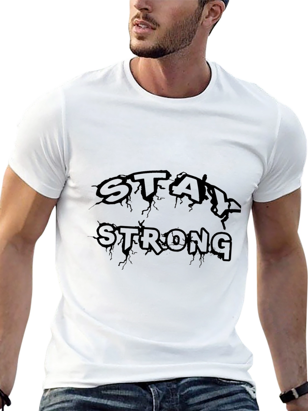 Stay Strong Black Graphic T-Shirt