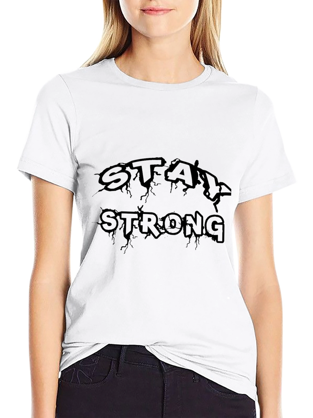 Stay Strong Black Graphic T-Shirt