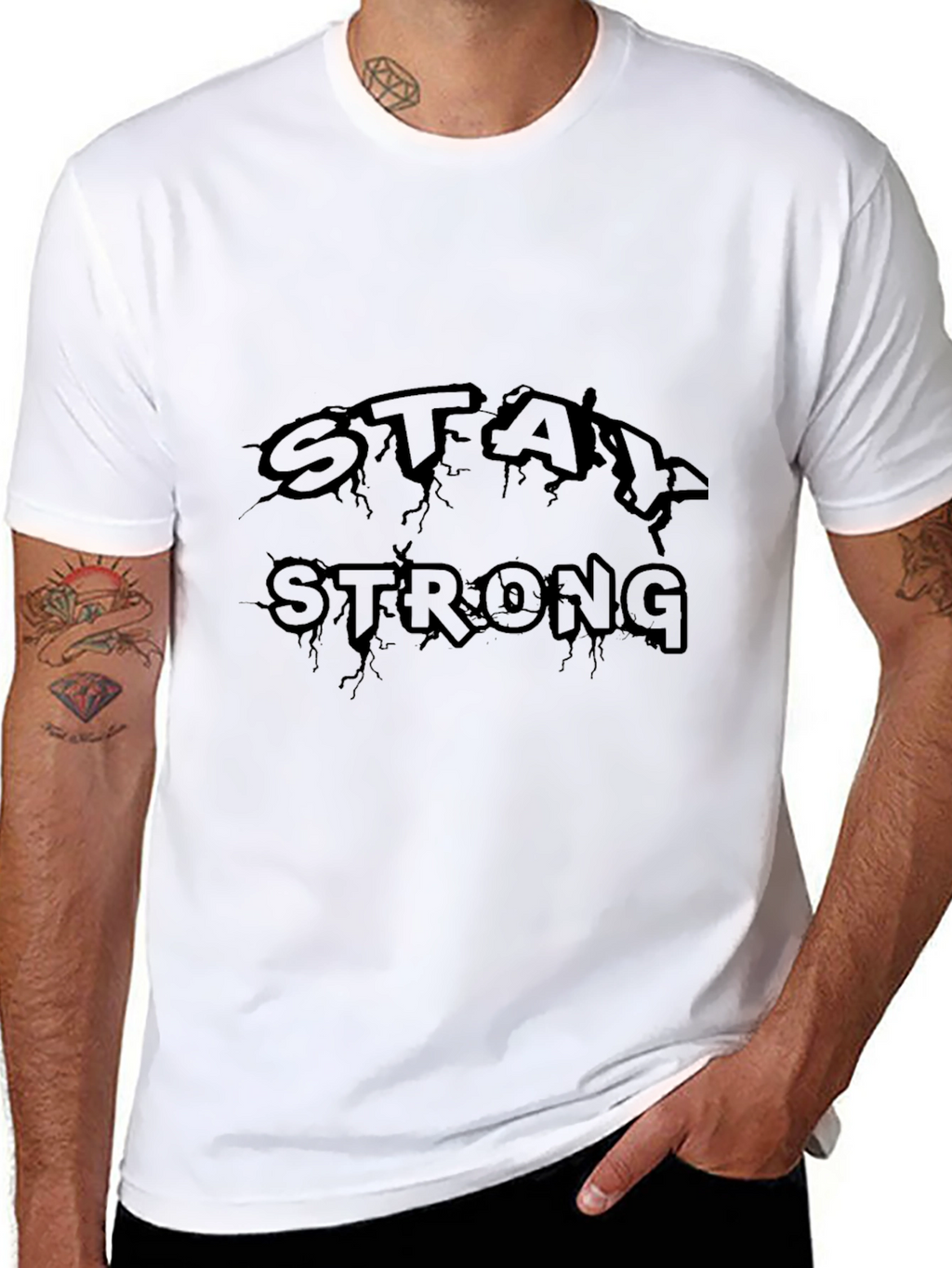 Stay Strong Black Graphic T-Shirt