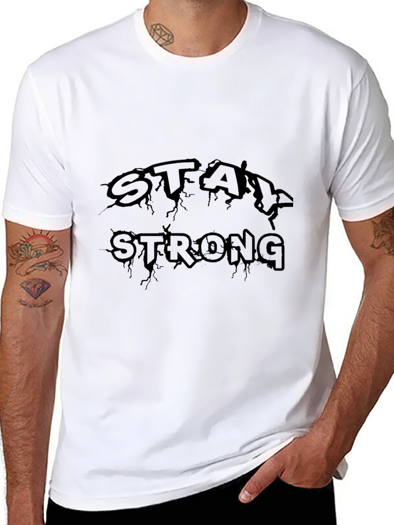 Stay Strong Black Graphic T-Shirt
