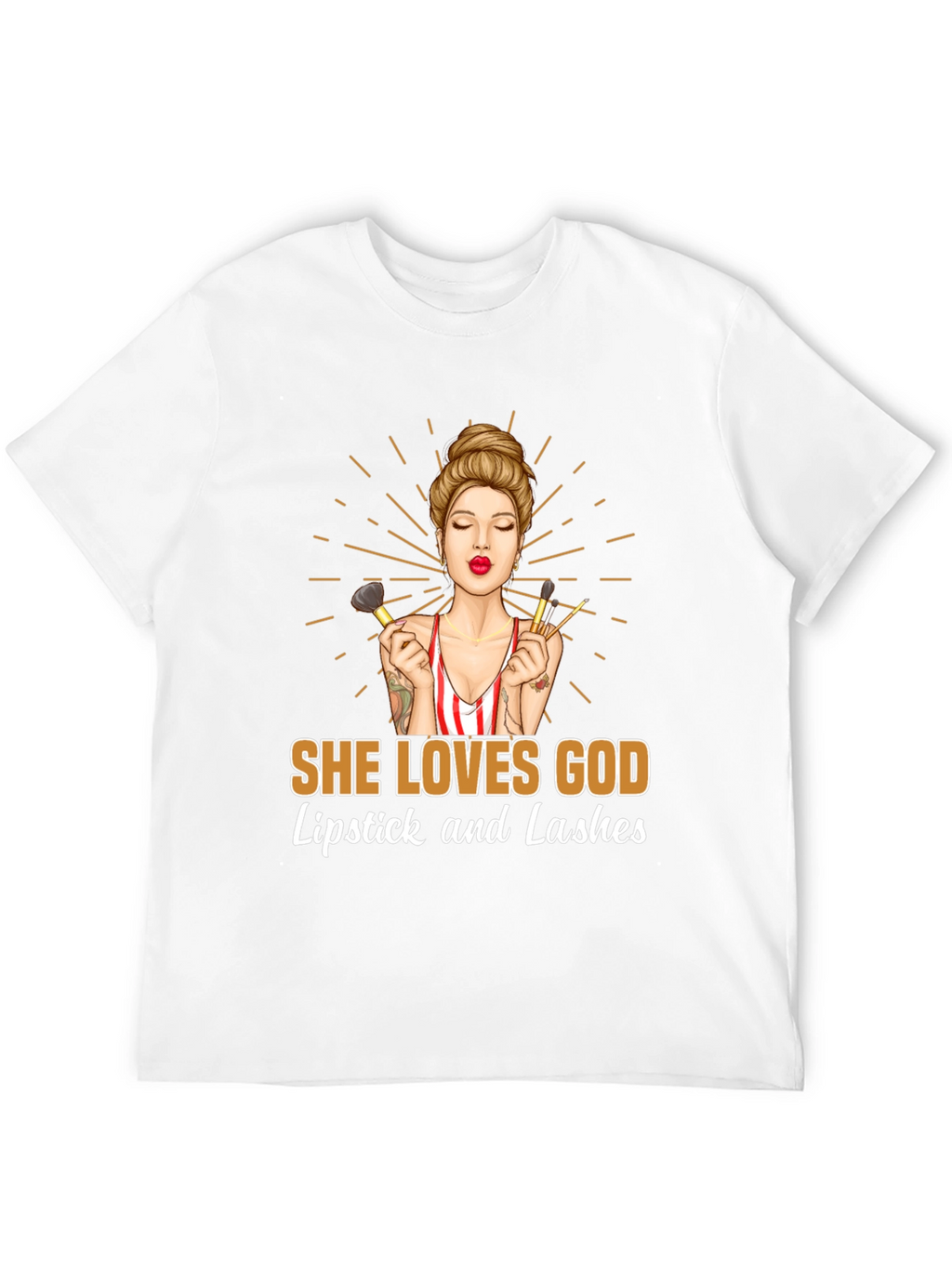 She Loves God Lipstick and Lashes Graphic Tee