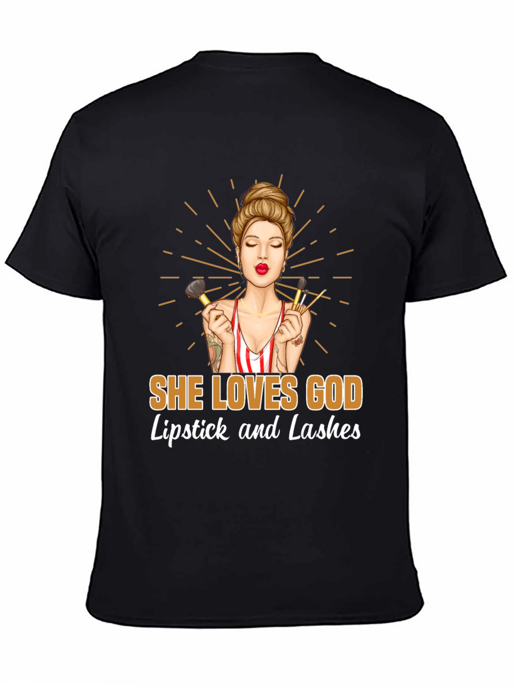 She Loves God Lipstick and Lashes Graphic Tee