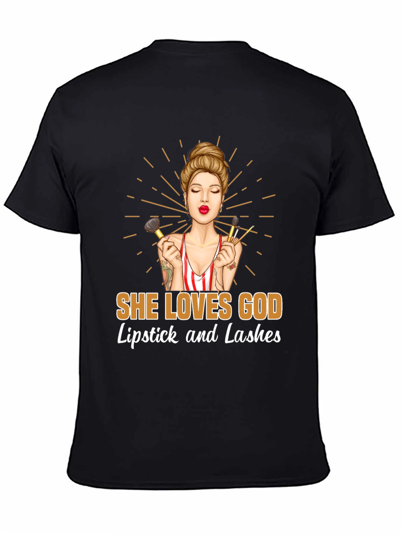 She Loves God Lipstick and Lashes Graphic Tee