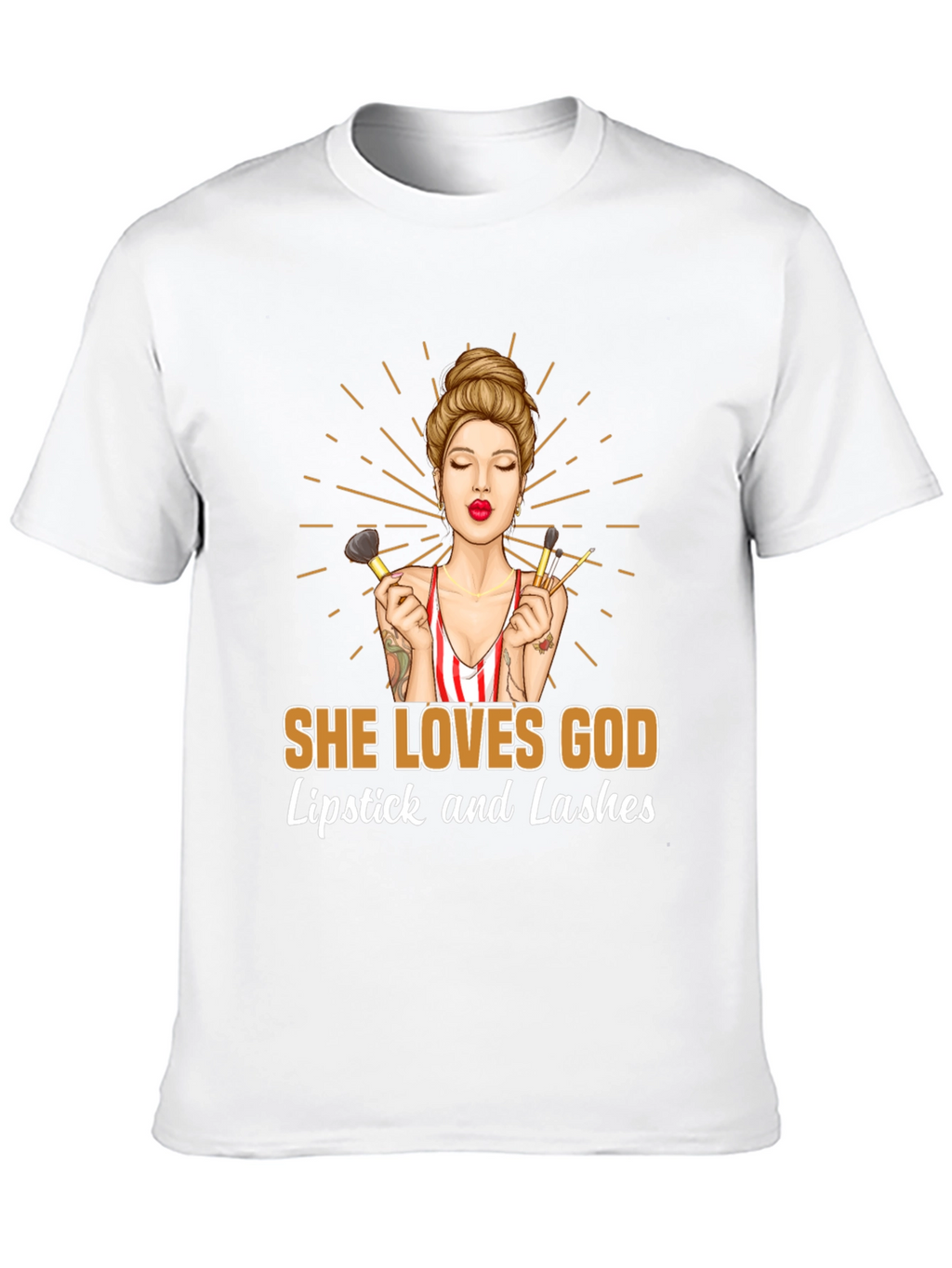 She Loves God Lipstick and Lashes Graphic Tee