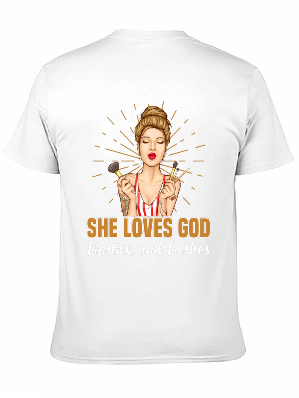 She Loves God Lipstick and Lashes Graphic Tee
