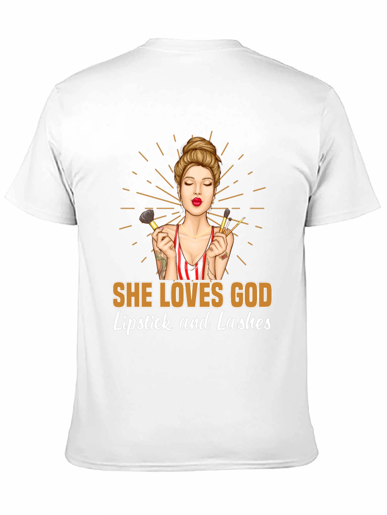 She Loves God Lipstick and Lashes Graphic Tee