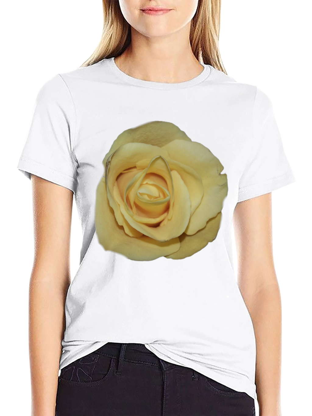 Yellow Rose Graphic Black T-Shirt