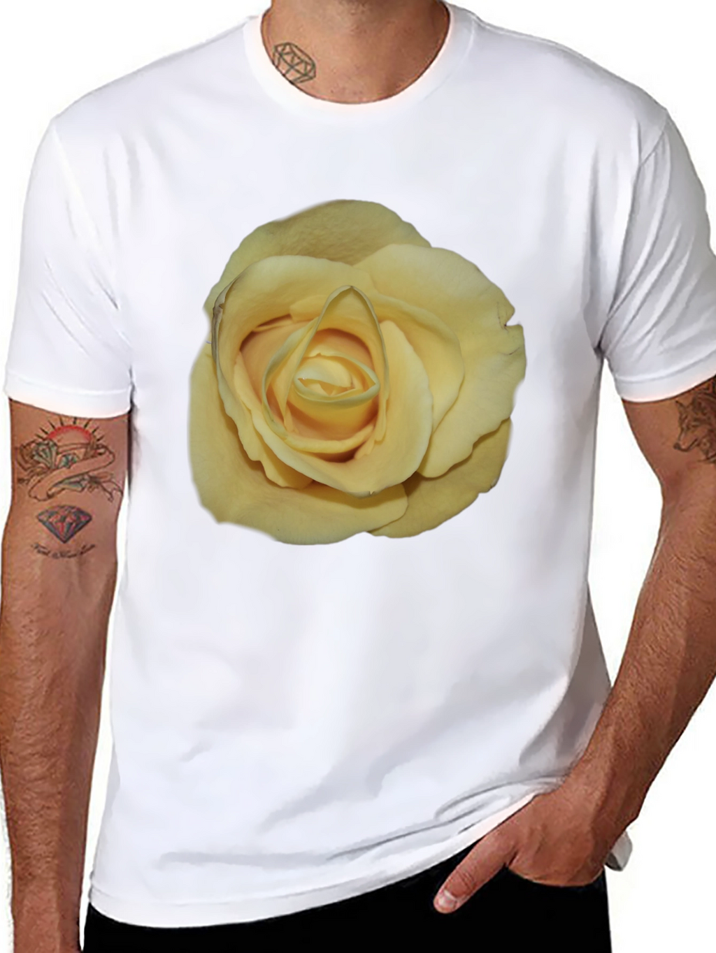 Yellow Rose Graphic Black T-Shirt
