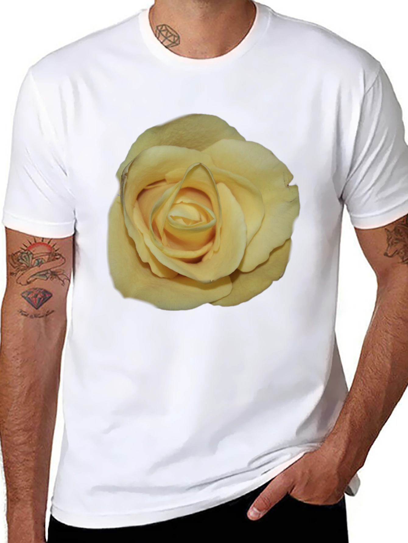 Yellow Rose Graphic Black T-Shirt