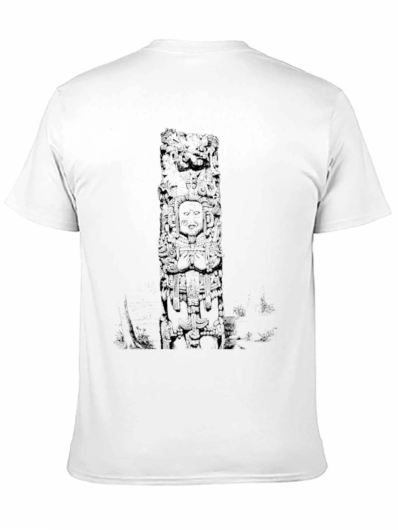 Mens Black Graphic Tee with Mayan Inspired Design