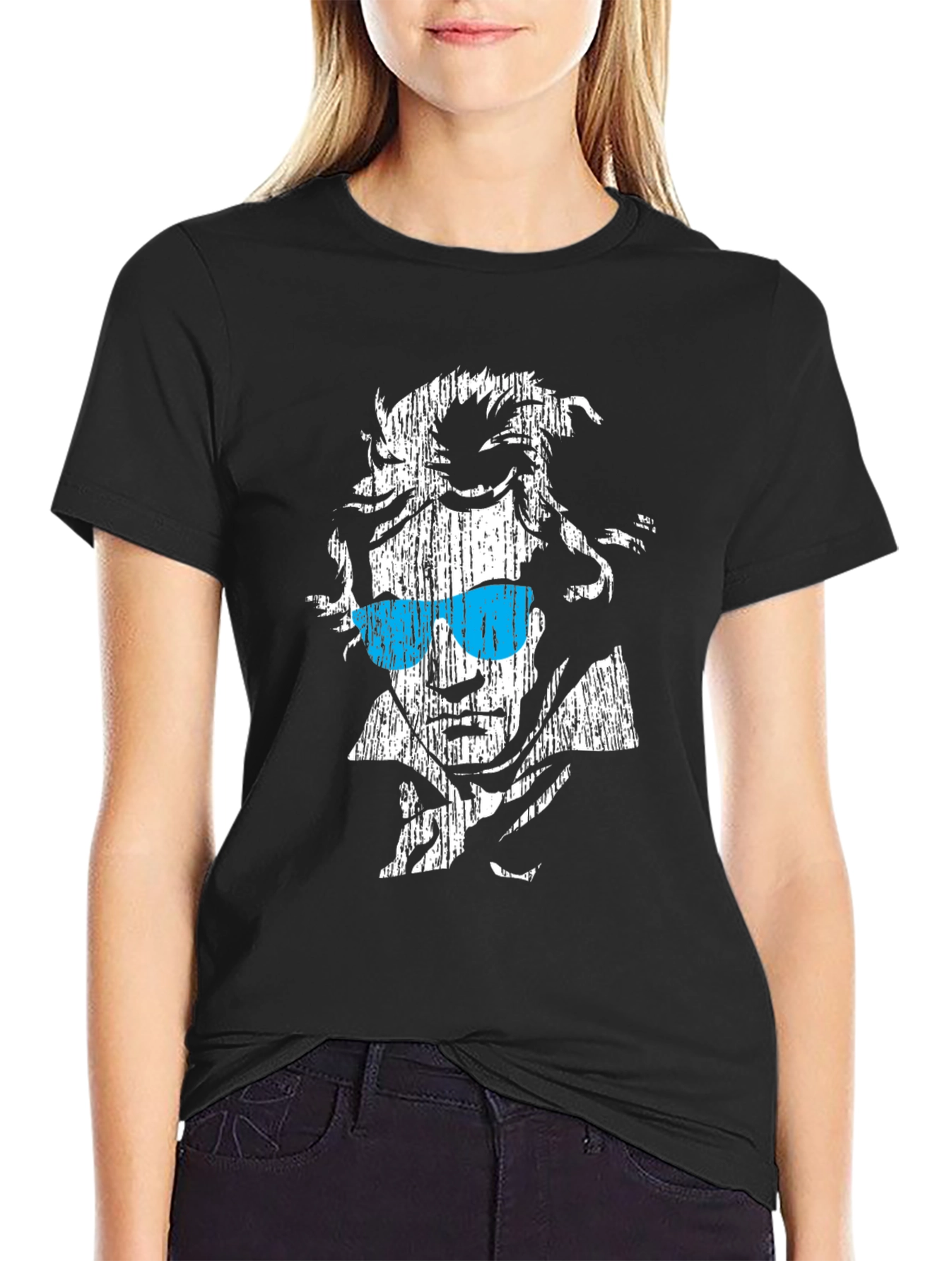 Cool Beethoven Graphic Print Black T-Shirt
