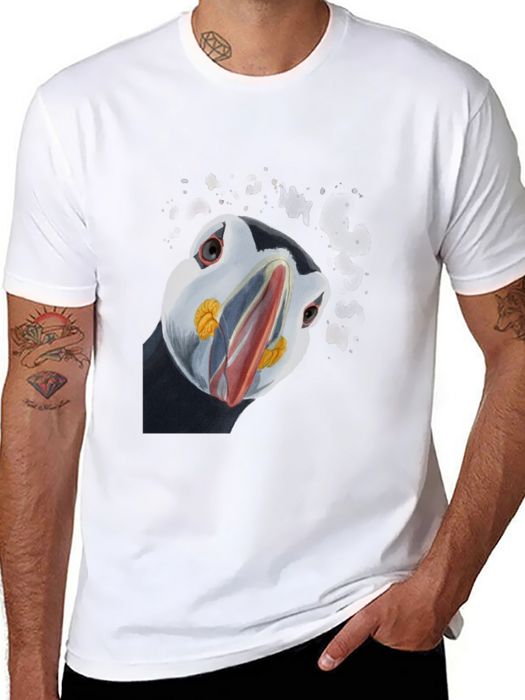 Puffin Stare Mens Black Graphic Tee
