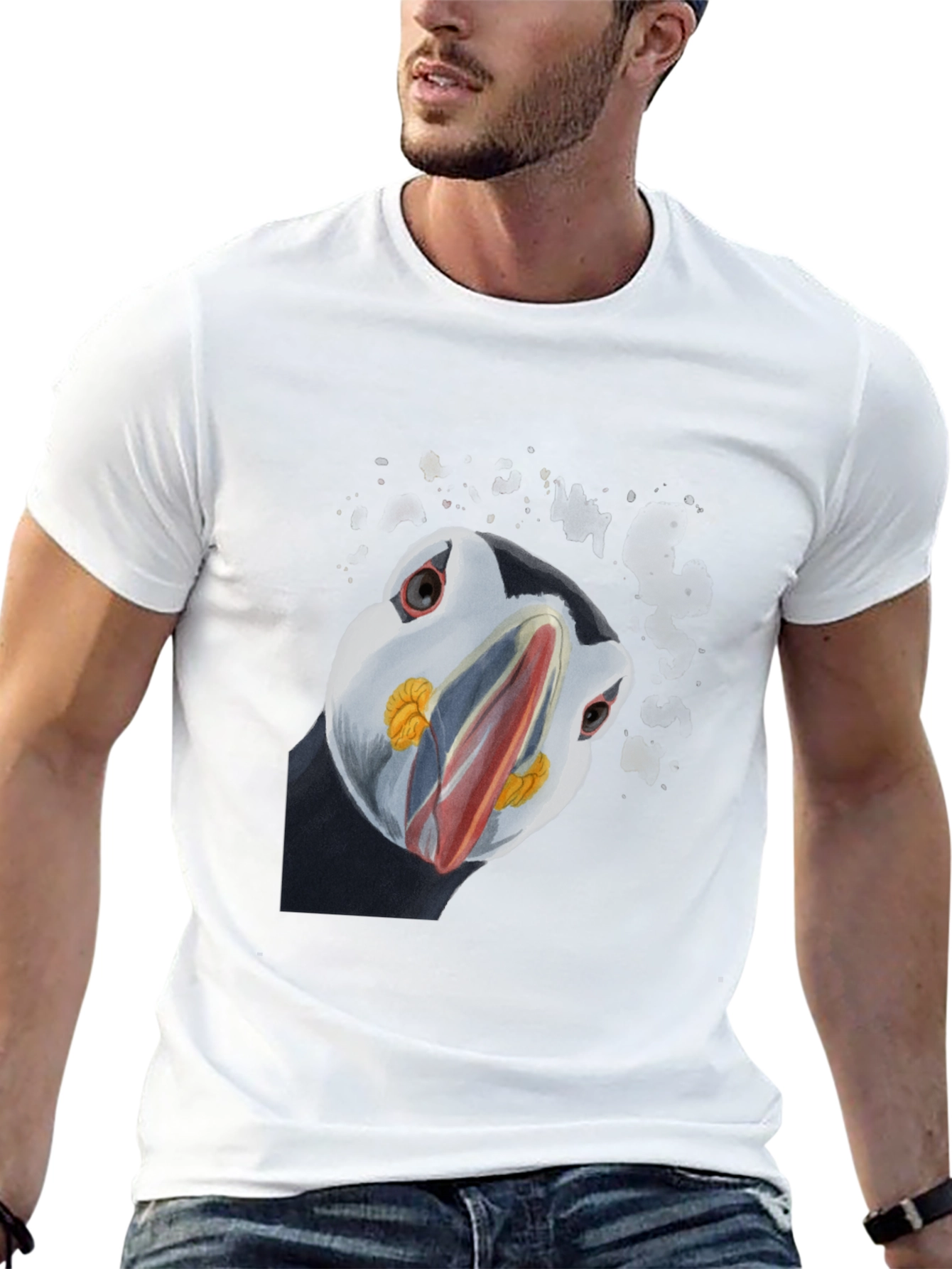 Puffin Stare Mens Black Graphic Tee