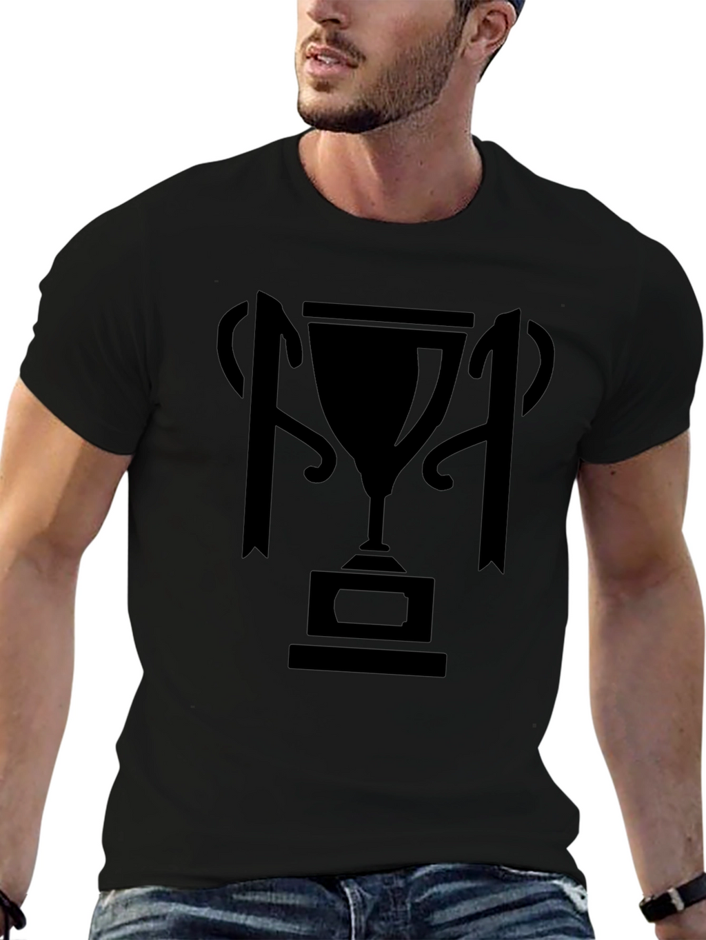 Trophy Graphic Tee - Mens Premium Black T-Shirt