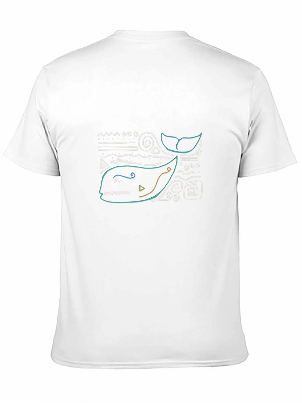 Abstract Whale Graphic Tee - Black Cotton T-Shirt