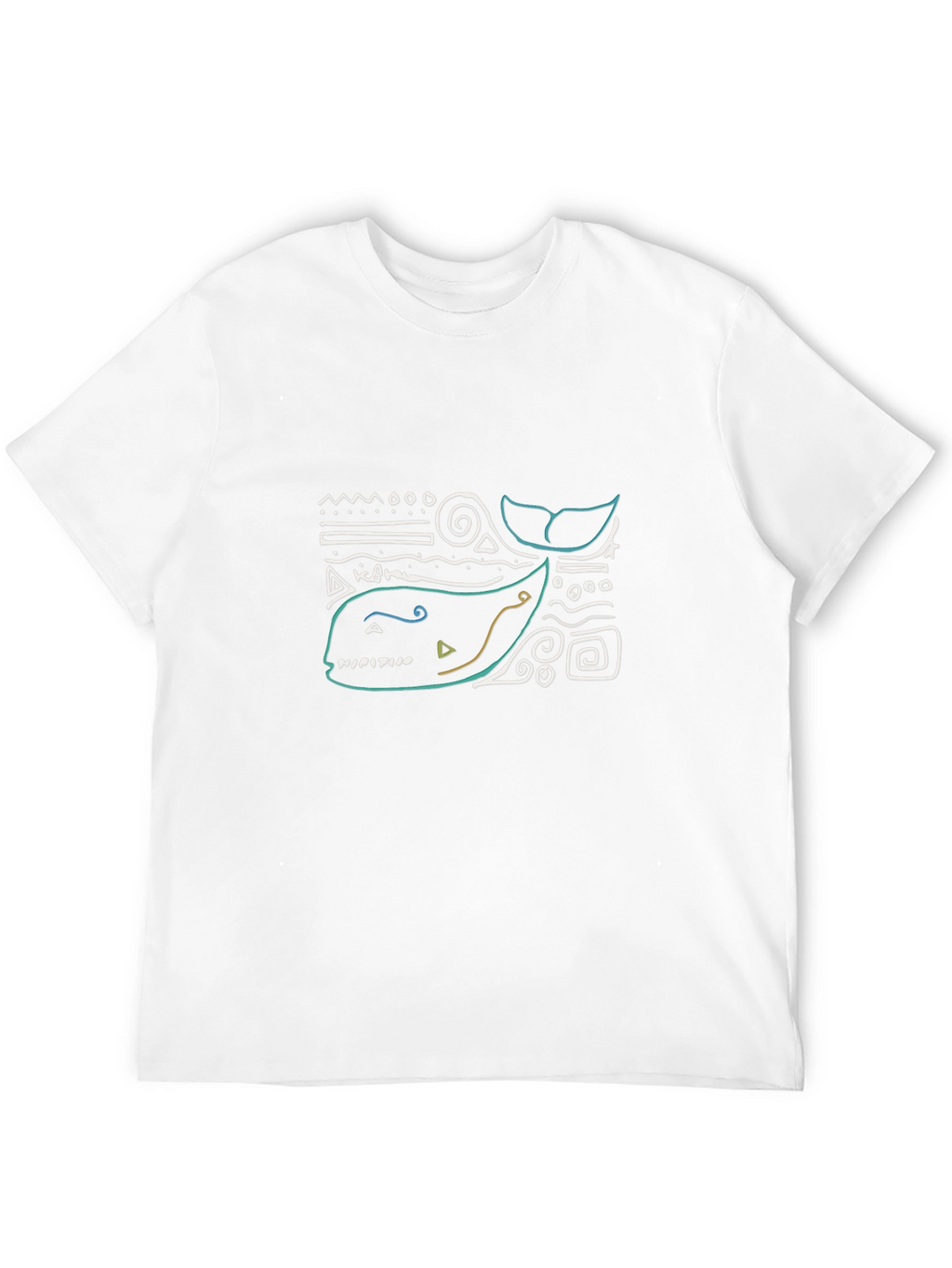 Abstract Whale Graphic Tee - Black Cotton T-Shirt