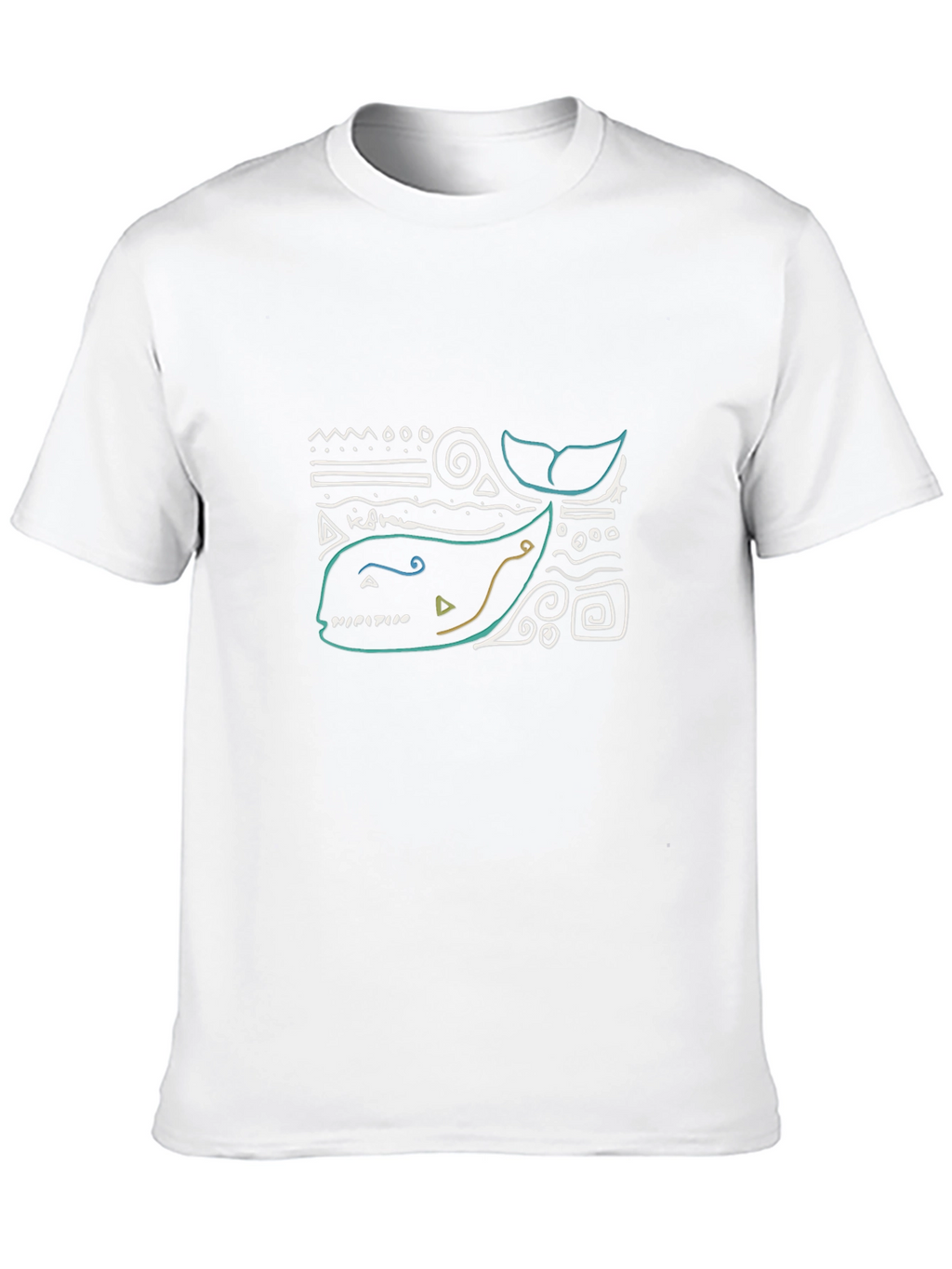 Abstract Whale Graphic Tee - Black Cotton T-Shirt